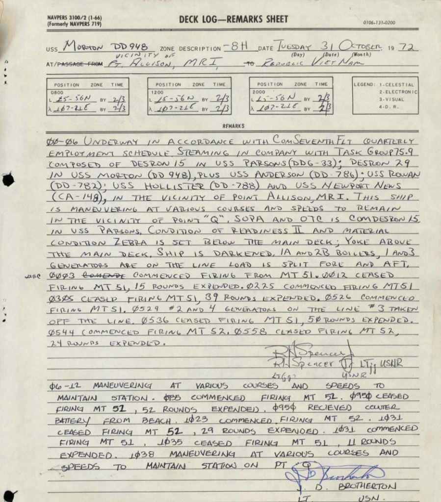 DeckLogBook-USSMORTON31Oct1972